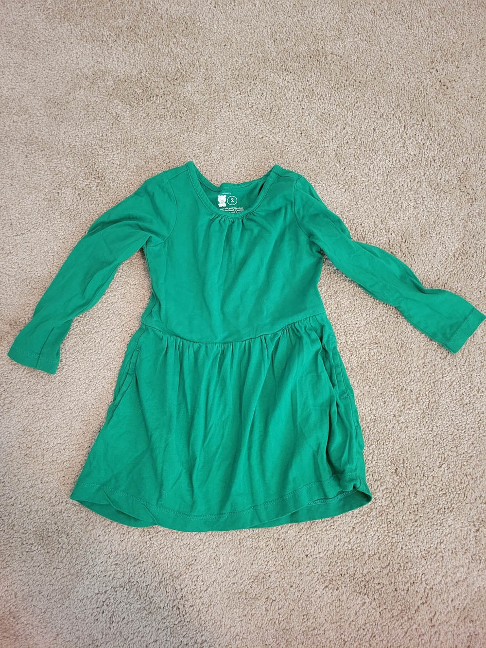 Primary Girls' Green Long-Sleeve Casual Dress